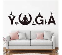 Posture de yoga Stickers Muraux Vinyle Moderne Yoga Gym Sticker Mural Yoga Sport avantages de la pratique Entraînement Mur Décor Papier Peint58X18CM