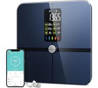 Posture Pèse-personne numérique sans fil avec écran extra large - Analyseur de composition avec fréquence cardiaque et index de forme corporelle - Application gratuite - 181,4 kg - Noir