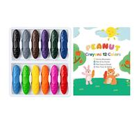 POSUCESS Crayons de cire cacahuète pour tout-petits, 12 couleurs, non toxiques, faciles à tenir, lavables et sûrs pour enfants