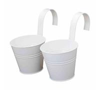 Pot 2er Blanc 16cm Zinc Avec Support Coloré Pots Moderne Décoration Maison