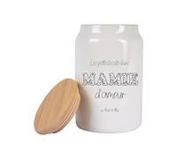 Pot à biscuits Mamie d’amour personnalisé noir Cadeau Fête des Mamies Bocal en céramique blanche avec couvercle bambou-Compatible lave-vaisselle-Cadeau grand-mère avec prénoms -Pot cuisine Mamie