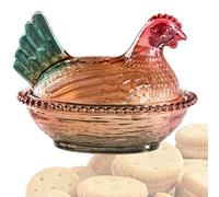 Pot à bonbons au poulet - Bol de cuisine en verre, joli pot d'animaux | Pot à biscuits décoratif en forme de volaille, support de stockage de sandwich transp