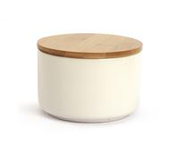 Pot À Bougie Céramique Blanc Avec Couvercle Bambou