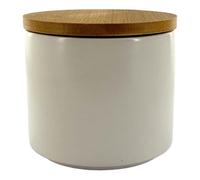 Graine créative – Pot à bougie en céramique blanc avec couvercle en bambou