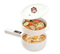 Pot à chaud électrique avec cuiseur vapeur, 1,6 l, mini cuiseur électrique antiadhésif, mini poêle électrique antiadhésive, fonction de planification, réchaud rapide pour la maison, le bureau, le