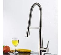 Pot à Chou à Ressort serré à Long coude, Robinet de Cuisine à Canal de Cuisine en Acier Inoxydable mélangeur d'eau Froide Chaude à poignée Unique