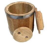 Pot à choucroute 15 l, en chêne, avec couvercle et plaque de pression, pot d'insertion, récipient en bois pour le stockage des légumes, pot en bois de chêne