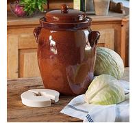 Pot à choucroute avec pierres lacto-fermentation traditionnel 5L Marron
