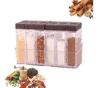 Pot à condiments, agitateurs d'assaisonnement avec couvercles | 6 pots transparents pour condiments avec base de rangement, distributeur de sel et poivre de 100 ml, ustensiles de cuisine, bouteilles d