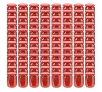 vidaXL Pots à confiture avec couvercle Verre 230 ml Rouge x96