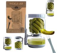 Ranji® Pot à Cornichons Retournable 900 mL avec Pique Inclus- Bocal Sablier en Verre Hermétique sans BPA pour Olives, Fruits et Légumes - Anti-Gaspillage, Facile à Nettoyer - Idée Cadeau