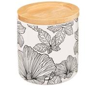 Atmosphera – Pot à cotons 5five Blackflora pour coton et coton-tige avec couvercle Noir et blanc
