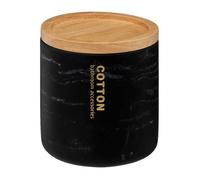 Pot à cotons noir ""Léa"" couvercle hévéa effet marbre - 5 five simply smart