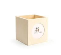 Pot à crayon carré en bois avec cadre photo - 10 x 10 cm