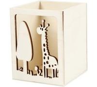 Pot à crayon en bois à décorer - Girafe - 8 x 8 x 10 cm G