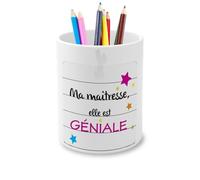 Pot à Crayon en Céramique - Ma Maîtresse elle est géniale Étoiles Multicolores - 325 ml