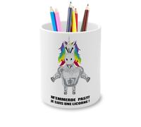 Pot à Crayon en Céramique - M'Emmerde pas Je Suis Une Licorne Dessin Super-Licorne Pas Content Méchant Musclé Animaux Fantastiques - 325 ml