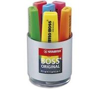 Pot à crayons - 6 surligneurs - STABILO BOSS ORIGINAL - Assortiment fluo G
