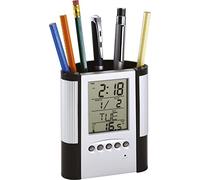 Pot à crayons avec réveil LCD, thermomètre, horloge, date, calendrier pour le bureau