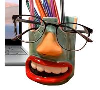 Pot à crayons de bureau - 12,5 x 8 cm - Organisateur de stylos avec visage amusant | Organiseur de lunettes pour fournitures artistiques papeterie adultes travail enseignant étudiant salle de