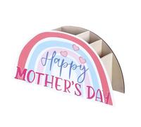 Pot à crayons décoratif en forme d'arc-en-ciel à 5 compartiments en bois pour enfants, étudiants, adultes, organiseurs de table multifonctionnels