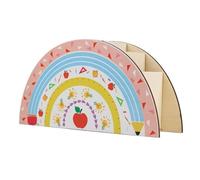 Pot à crayons décoratif en forme d'arc-en-ciel à 5 compartiments en bois pour enfants, étudiants, adultes, organiseurs de table multifonctionnels