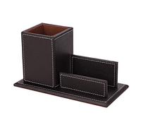 Pot à Crayons en PU Cuir Organiseur de Bureau Multifonctionnel Porte Stylo Boîtes de Rangement Stockage Cartes de Visite Règle Ciseaux Agrafeuse Crayons Support Papeterie Maquillage