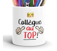 Pot à Crayons Humour Collègue au Top Idée Cadeau Original Amitié Message Drôle Stylo pour Départ en Retraite Mutation Travail Pot pour Ami Homme Femme Noël Anniversaire Fête. Souriez au Bureau