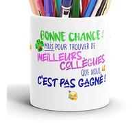 Pot à Crayons Humour Collègue Pas Gagné Idée Cadeau Original Amitié Message Drôle Stylo pour Départ en Retraite Mutation Travail Pot pour Ami Homme Femme. Noël Anniversaire Fête Souriez au Bureau