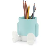 Pot À Crayons Mr Sitty Couleur Bleu Clair Design Coloré Et Avec Deux Compartiments De