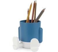 Pot À Crayons Mr Sitty Couleur Bleu Design Coloré Et Avec Deux Compartiments De Stocka