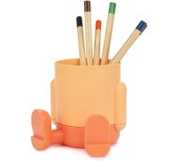 Pot À Crayons Mr Sitty Couleur Orange Design Coloré Et Avec Deux Compartiments De Stoc