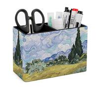 Pot à crayons pour bureau, champ de blé Van Gogh, organisateur de stylos de bureau, organisateur de crayons de bureau, porte-pinceaux de maquillage pour bureau, école, université en cuir