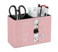 Pot à crayons pour bureau, mignon chat kawaii chaton porte-stylos de bureau organisateur de bureau organisateur de crayons de maquillage support pour bureau, école, université en cuir