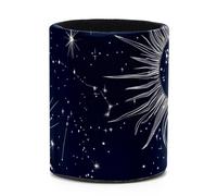 Pot à crayons rond pour bureau, espace mignon avec planètes, étoiles, motif astrologie, grand pot à crayons en cuir, espace de travail pour la maison, le bureau, l'école, la salle de classe