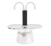 Pot à double bec, mini cafetière express à double tête en alliage d'aluminium, machine à expresso sur la cuisinière de 100 ml, machine à café italienne pour cappuccino, infusion (Base décagonale)