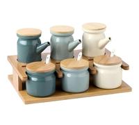 Pot A Epices Bocaux Epices Ensemble De Pots À Condiments En Céramique, Pot À Épices Avec Plateau De Couvercle, Ensemble De Pots D'assaisonnement Pour Le Sucre Et Le Sel Pots à épices Boite Epices Cuis