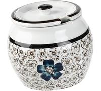 Pot à épices en céramique 600ml Boîte de conservation en céramique avec couvercle hermétique pour café, thé, sel et céréales Bleu