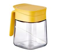 Pot à épices en Verre avec Couvercle et Cuillère, 10,9 Oz, Bouteilles D'assaisonnement, Pots à Condiments pour Sel, Sucre, Poivre, épices, Récipient à Sel Décoratif, Sucrier pour Outil(Jaune)