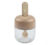 Pot à épices en verre résistant à l'humidité avec cuillère, rangement de cuisine parfait pour les assaisonnements, design facile à nettoyer (orange)