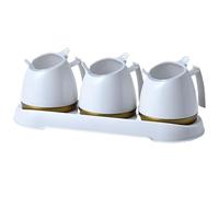 Pot à épices, Ensemble de pots d'assaisonnement, salière, burette, distributeur condiments, étagère à épices, bouteille, ensemble boîtes(White,3Pieces)