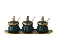 Pot à épices, Ensemble de récipients à condiments, pot épices en céramique avec couvercle, assaisonnement, sucrier, boîte rangement for(B)