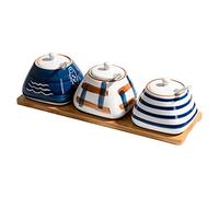 Pot à épices, Ensemble de sucrier en céramique, sucrier avec couvercle, Pot d'assaisonnement domestique, récipient d'assaisonnement de cuisine, boîte à épices