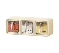 Pot à épices mural avec compartiments séparés, étanche à 360 degrés, convient pour le stockage du sel, du sucre et d'autres condiments (blanc crème, 3 compartiments)