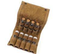 Pot à épices portable multifonction pour camping et pique-nique avec 9 bouteilles en toile cirée, Kaki avec bouteille, Taille unique