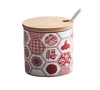 Pot à épices, Sucrier en céramique de style chinois, 325 ml, motif lettres écarlates, décoration cuisine, lot 3