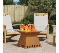 Pot à étincelles - Brasero marron - 48 x 48 x 40 cm - En acier résistant aux intempéries - Pour camping, pique-nique, feu de camp, terrasse, jardin, facile à transporter