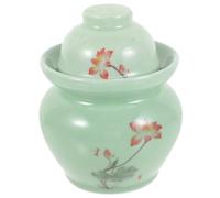 Pot à Fermentation en Céramique avec Couvercle, Style Chinois, 0,6 Kg | Surface Lisse et Texture Fine, Bocal Hermétique Décoratif, pour Cornichons, Haricots Secs, Hôtel ou Garde-manger