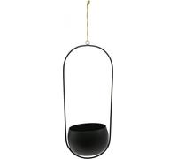 Pot à fleurs design en métal noir, rond zinc suspendu, pot à plantes déco Ø15cm, pour intérieur & extérieur