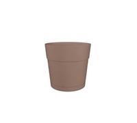 Pot a fleurs et plantes rond CAPRI LARGE - Plastique - Réservoir d'eau - diametre 35 cm - Taupe -